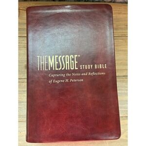 The Message Study Bible Eugene H Peterson Burgundy Leather Look NavPress